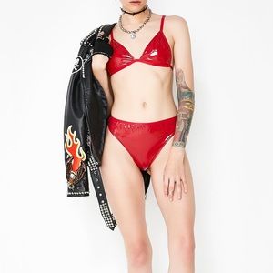 Dollskill current mood fire signalz red vinyl bra
